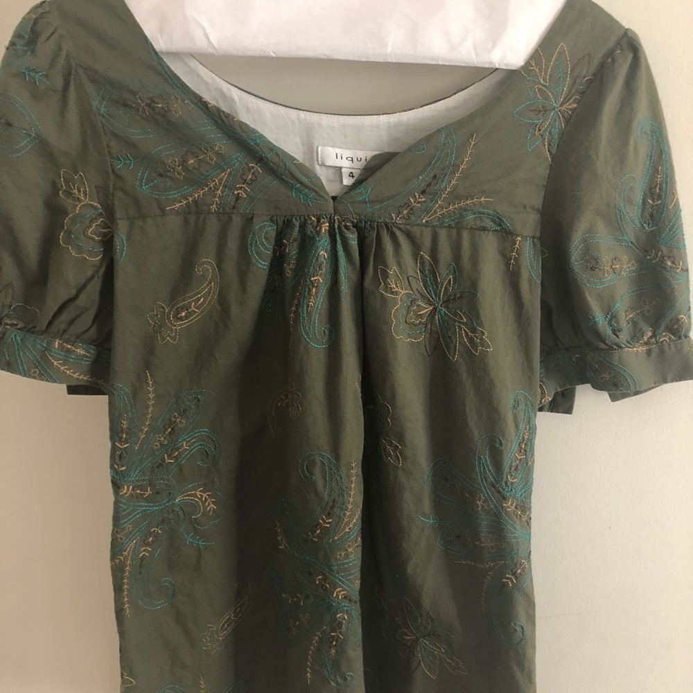 Green embroidered top